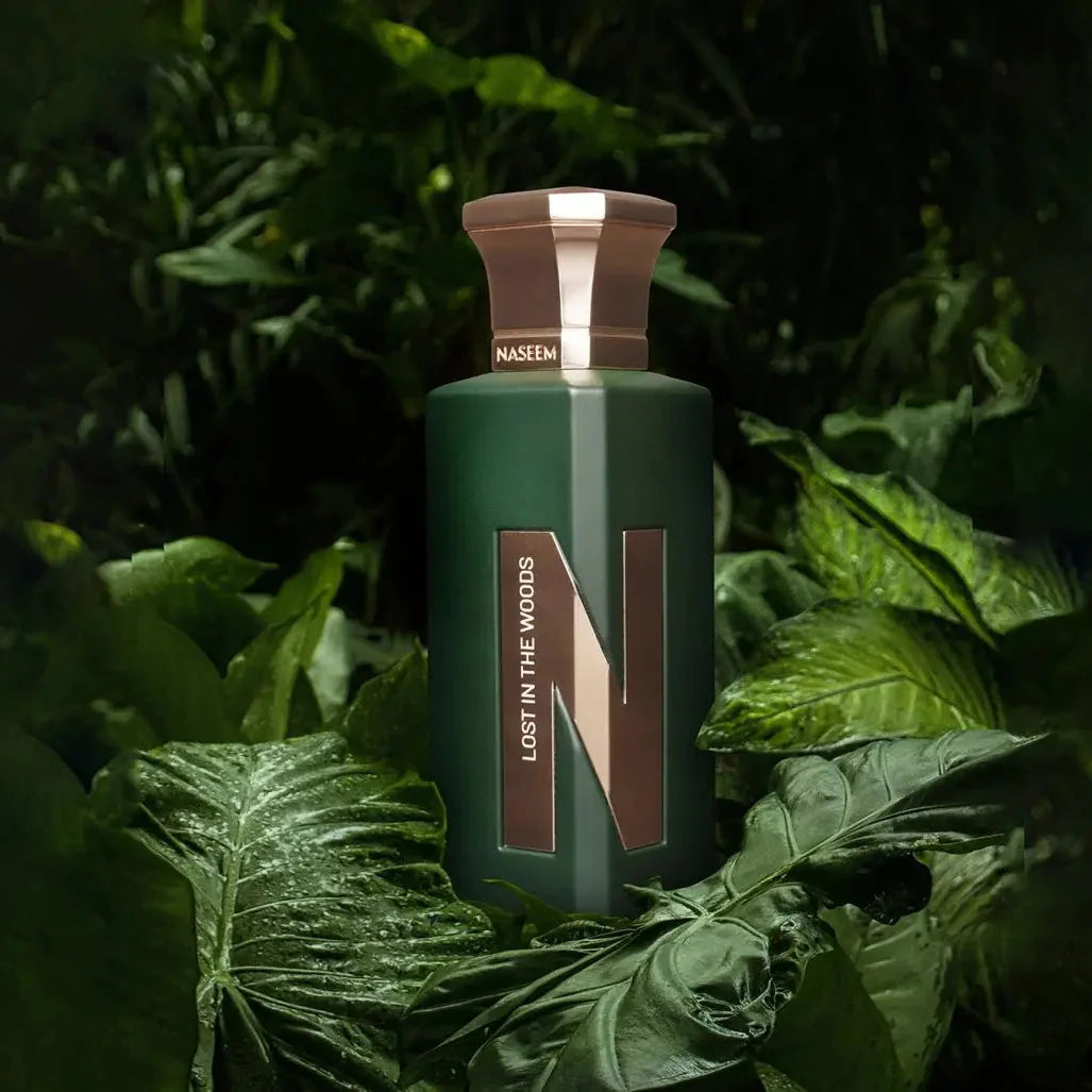 Premium woody citrus leather fragrance lost in wood cologne naseem perfumes in oman