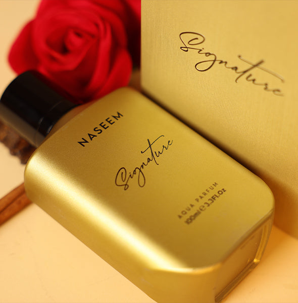 Signature gold eau de perfume is a alcohol free long lasting masculine fragrance by naseem perfumes in oman 