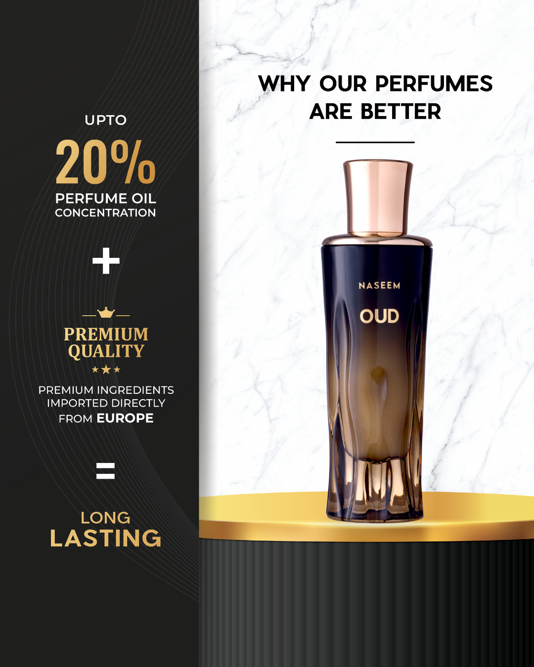 premium oud arabic perfume 80ml from Naseem perfume brand oman alcohol free fragrance with long lasting scent